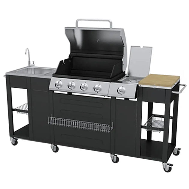 Vidaxl outdoor kitchen barbecue montana 4 burners - Black