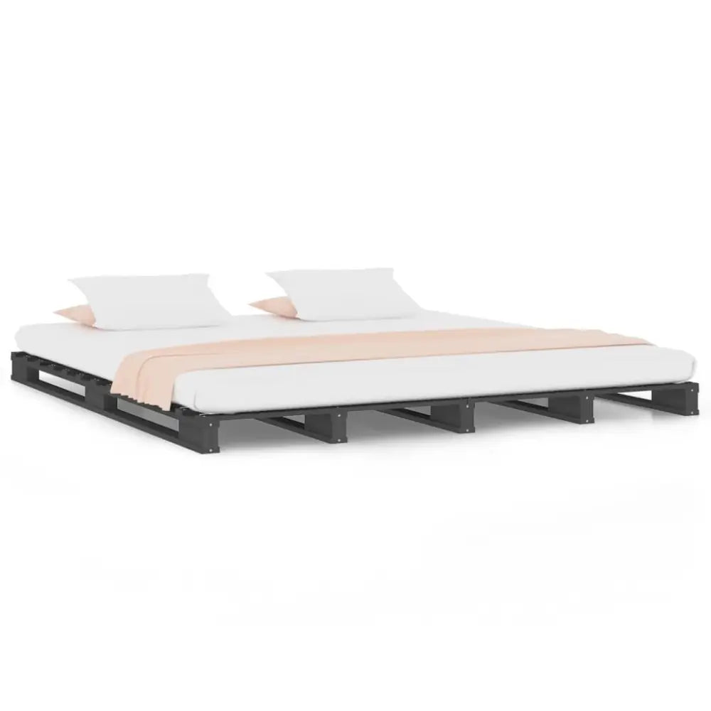 vidaXL Pallet Bed Grey 140x190 cm Solid Wood Pine Nexellus