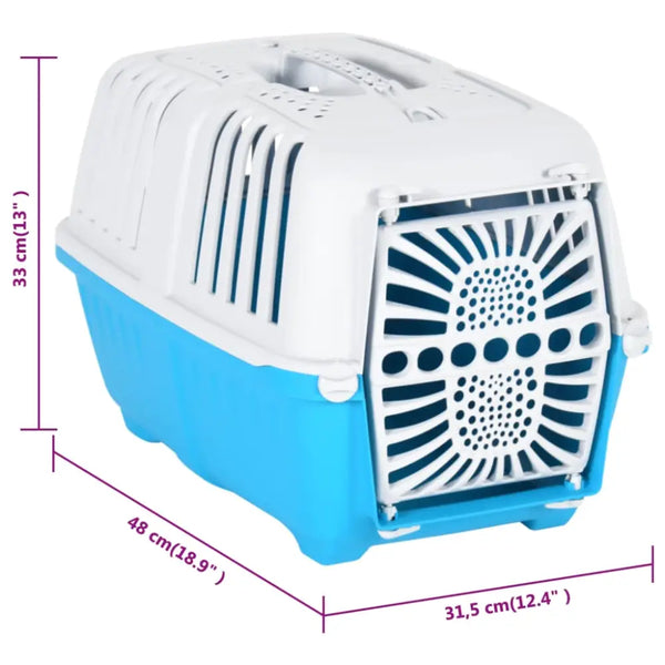 Vidaxl pet carrier white and blue 48x31.5x33cm