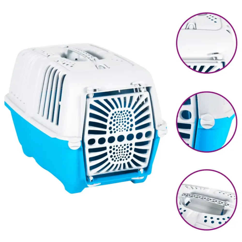 Vidaxl pet carrier white and blue 55x36x36cm polypropylene