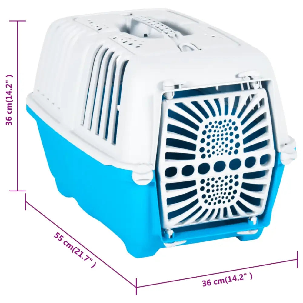 Vidaxl pet carrier white and blue 55x36x36cm polypropylene