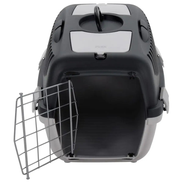 Vidaxl pet transport box grey and black 55x36x35 cm pp