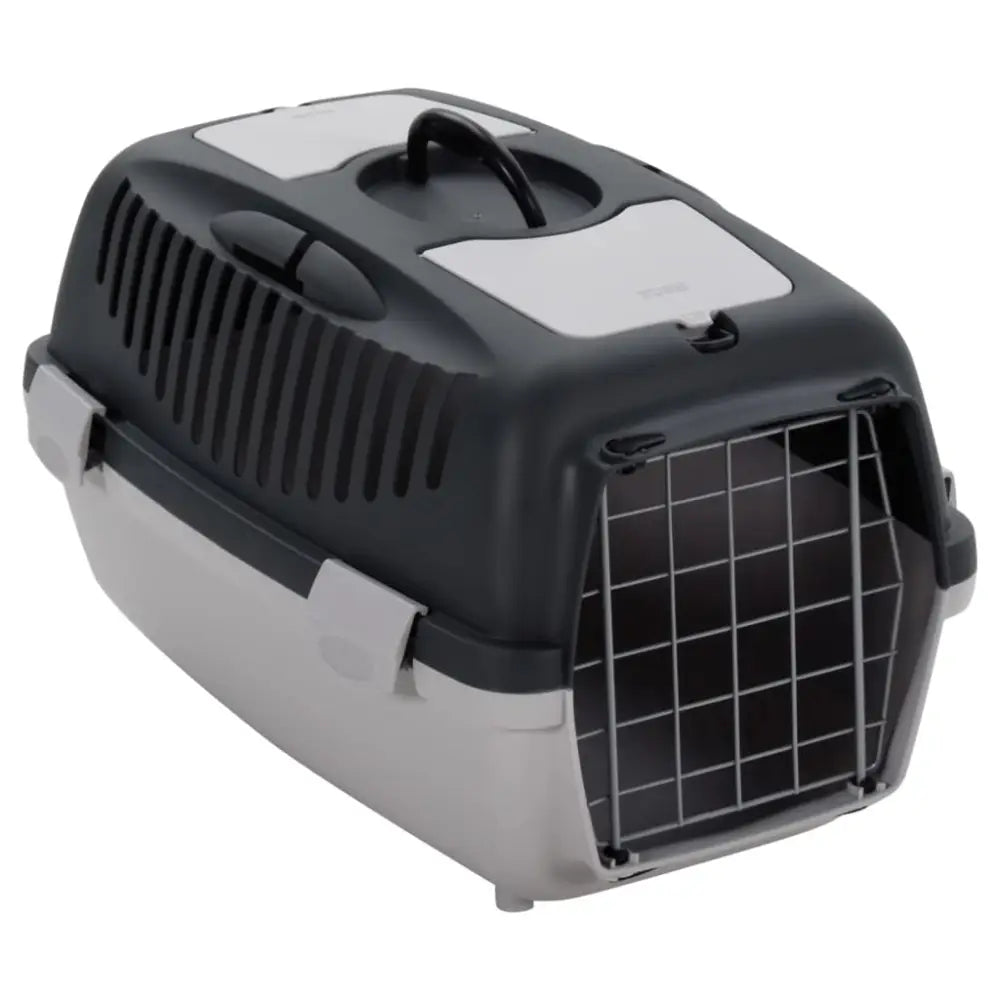 Vidaxl pet transport box grey and black 55x36x35 cm pp