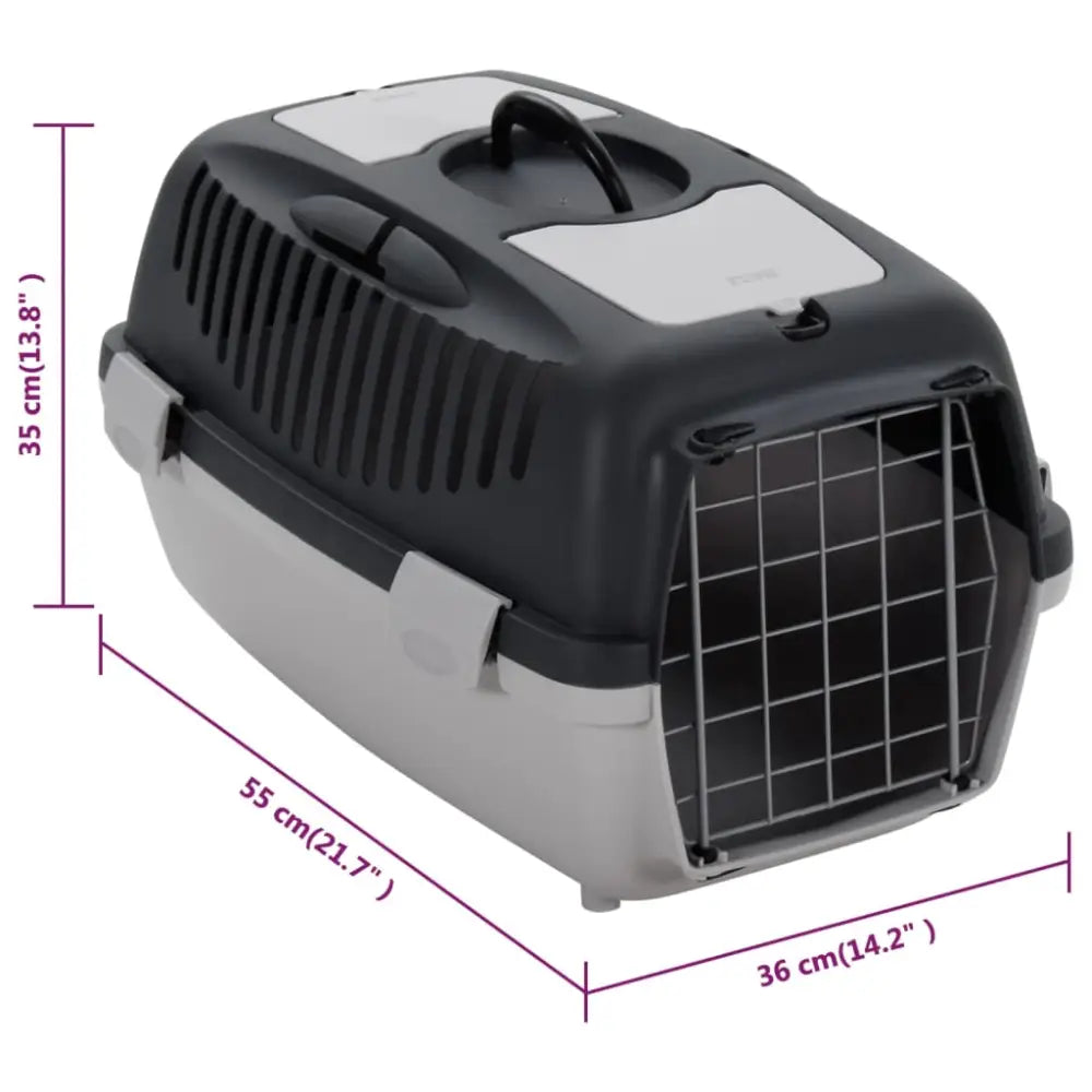 Vidaxl pet transport box grey and black 55x36x35 cm pp