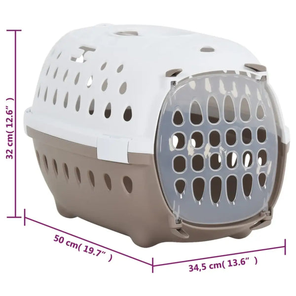 Vidaxl pet transport box white and brown 50x34.5x32 cm pp