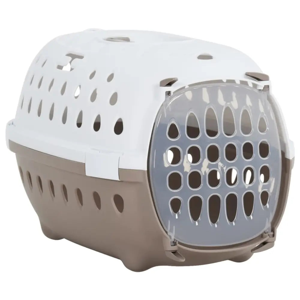 Vidaxl pet transport box white and brown 50x34.5x32 cm pp