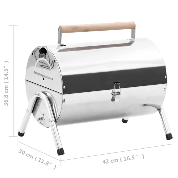 Vidaxl portable tabletop charcoal bbq grill stainless steel