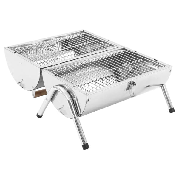 Vidaxl portable tabletop charcoal bbq grill stainless steel