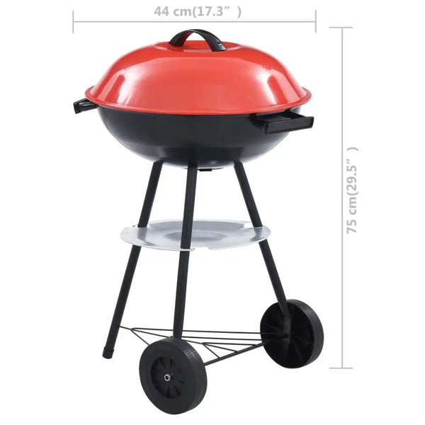 Vidaxl portable xxl charcoal kettle bbq grill with wheels