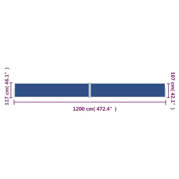 Vidaxl retractable side awning blue 117x1200 cm Nexellus