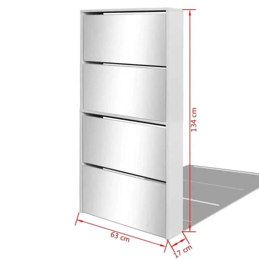 Vidaxl shoe cabinet 4-layer mirror white 63x17x134 cm Nexellus