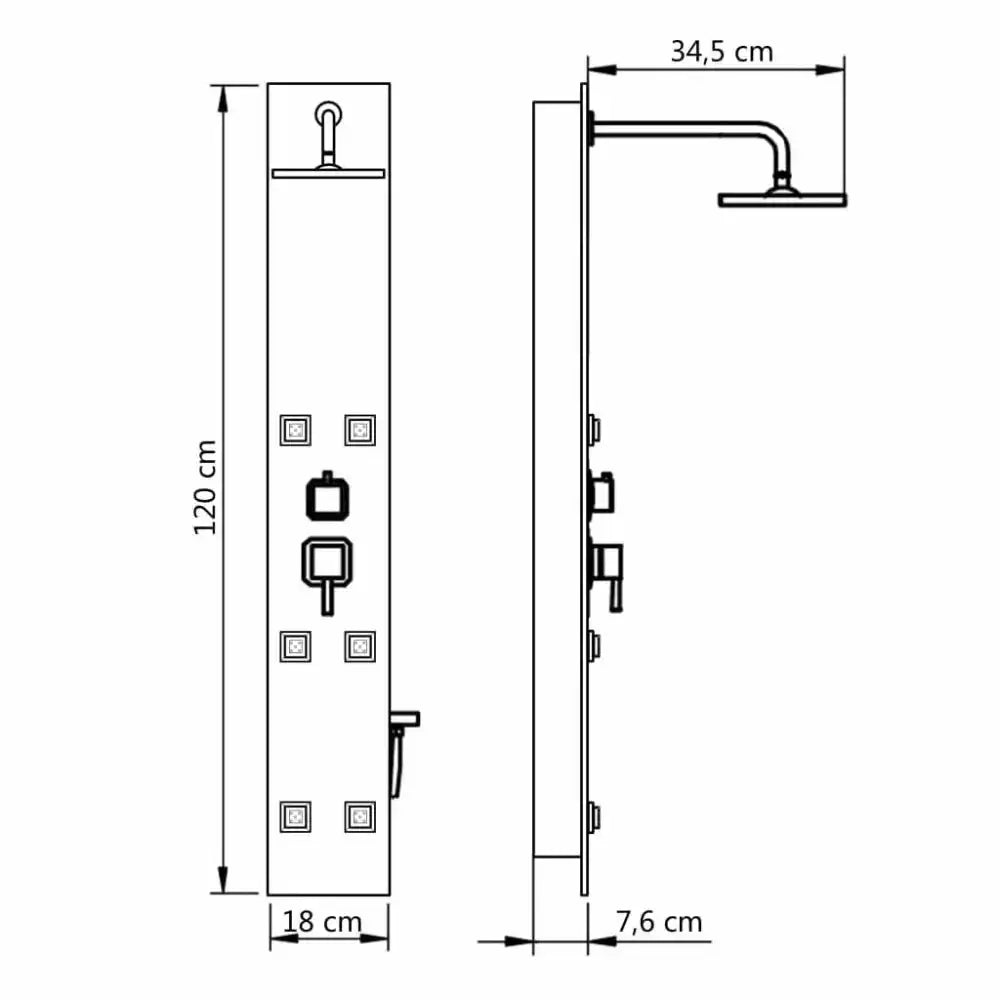 Vidaxl shower panel unit glass 18x42.1x120 cm black Nexellus