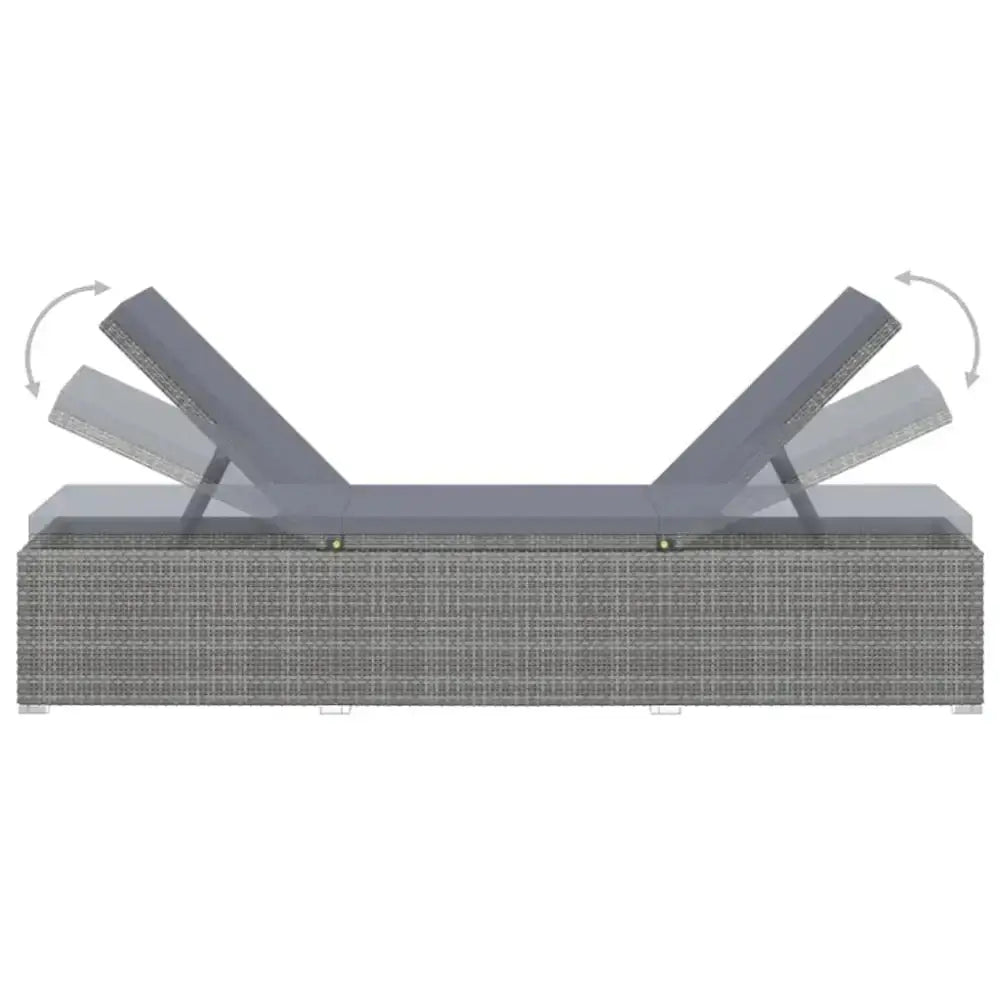 Vidaxl sun lounger with cushion and tea table poly rattan grey Nexellus