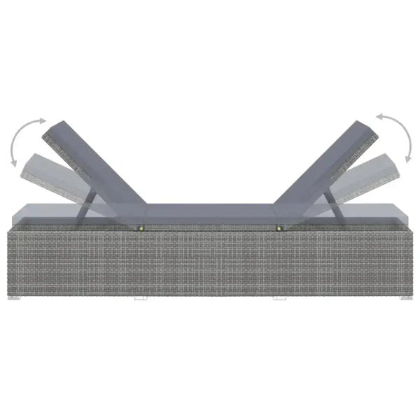 Vidaxl sun lounger with cushion and tea table poly rattan grey Nexellus