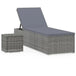 Vidaxl sun lounger with cushion and tea table poly rattan grey Nexellus