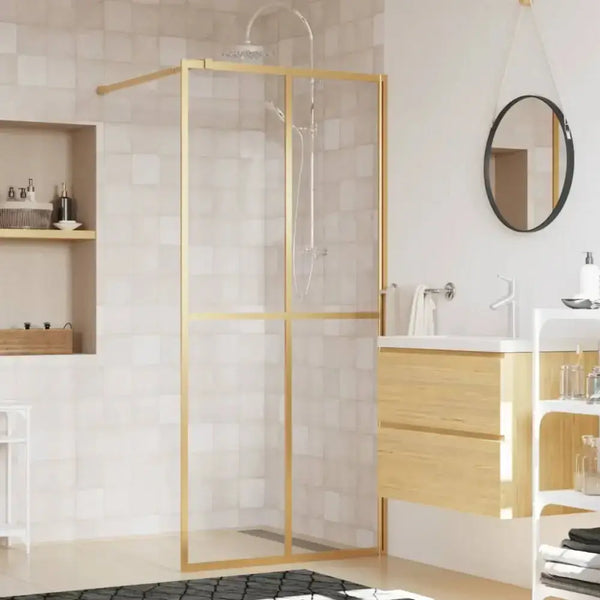 Vidaxl walk-in shower wall with clear esg glass gold 80x195 cm Nexellus