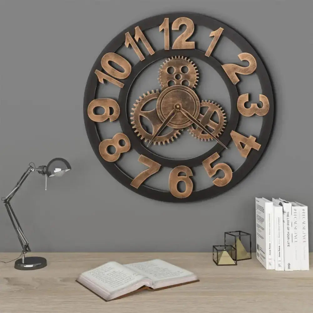 Vidaxl wall clock metal 58 cm golden and black Nexellus