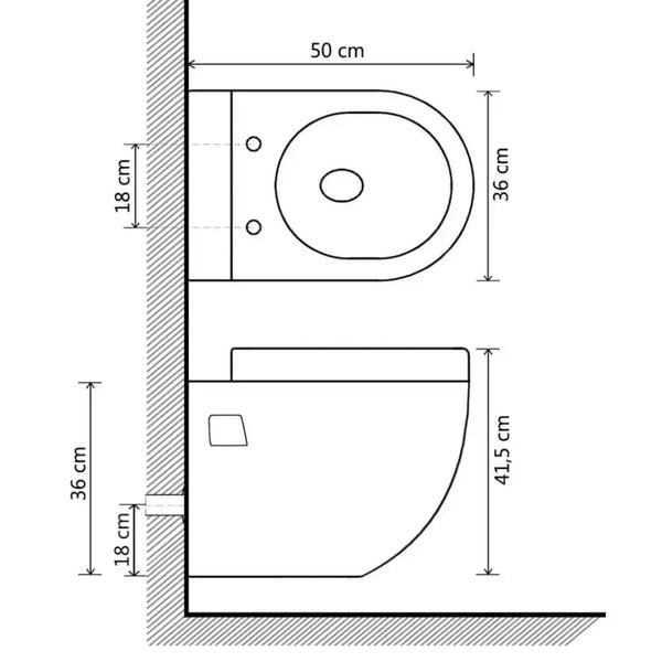 Vidaxl wall-hung toilet ceramic black Nexellus