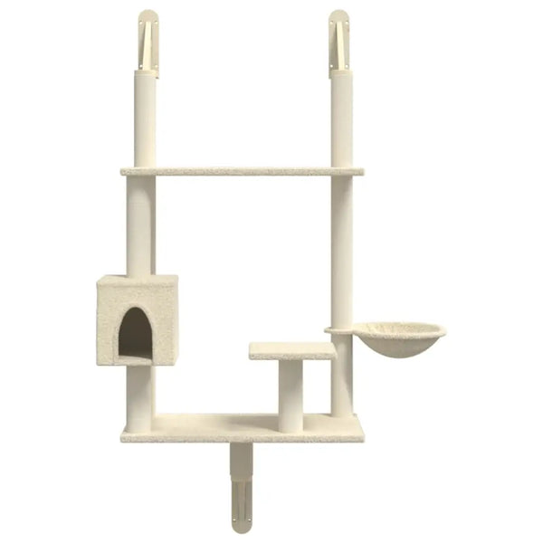 Vidaxl wall-mounted cat tree with scratching post cream 153