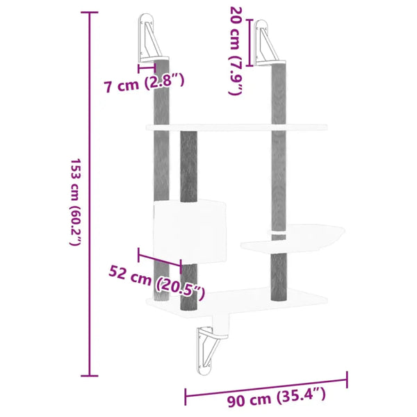 Vidaxl wall-mounted cat tree with scratching post cream 153