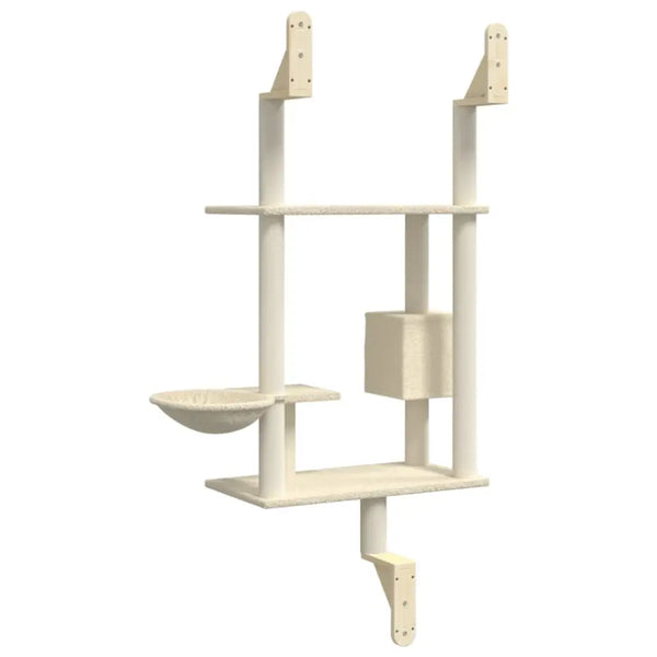 Vidaxl wall-mounted cat tree with scratching post cream 153