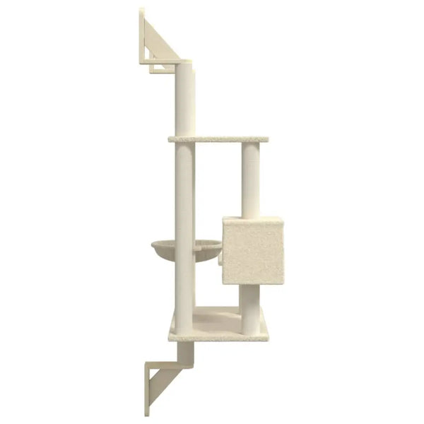 Vidaxl wall-mounted cat tree with scratching post cream 153