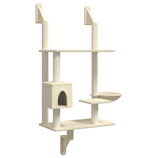 Vidaxl wall-mounted cat tree with scratching post cream 153