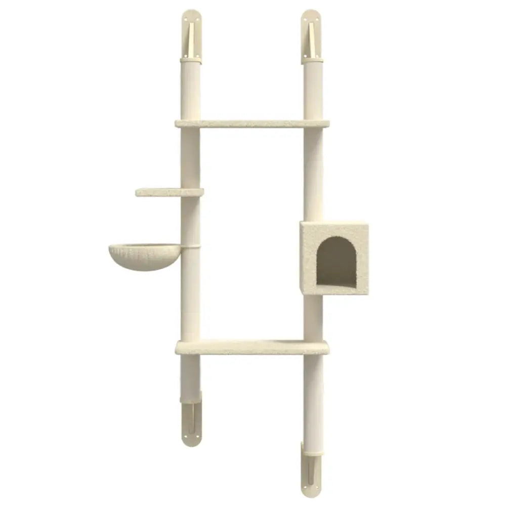 Vidaxl wall-mounted cat tree with scratching post cream 180