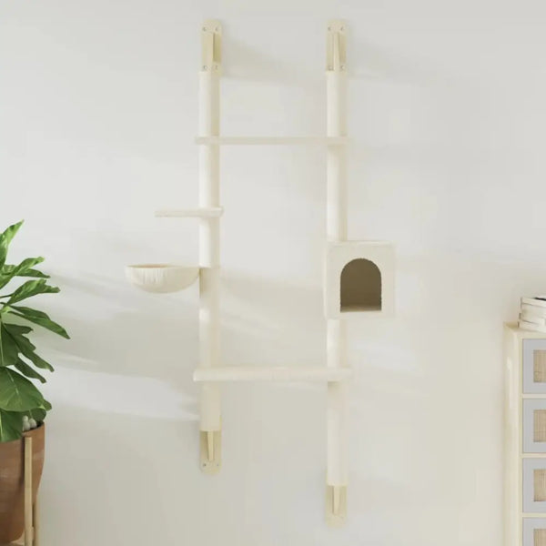 Vidaxl wall-mounted cat tree with scratching post cream 180