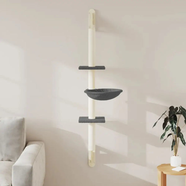 Vidaxl wall-mounted cat tree with scratching post dark grey