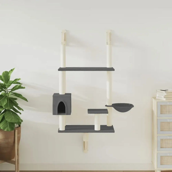 Vidaxl wall-mounted cat tree with scratching post dark grey