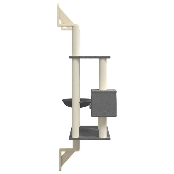 Vidaxl wall-mounted cat tree with scratching post dark grey