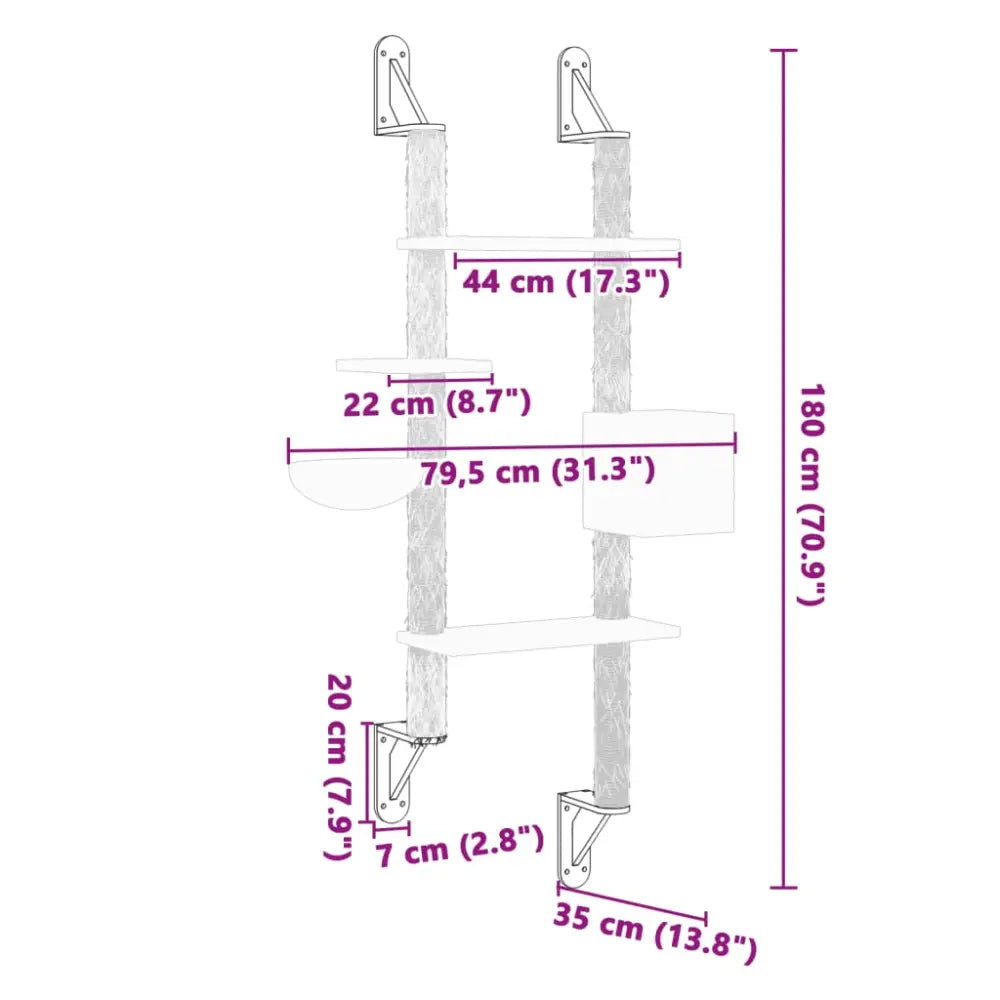 Vidaxl wall-mounted cat tree with scratching post dark grey