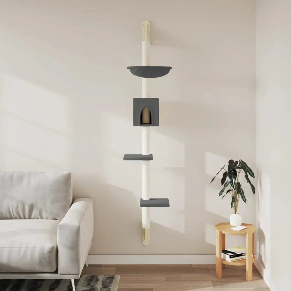 Vidaxl wall-mounted cat tree with scratching post dark grey