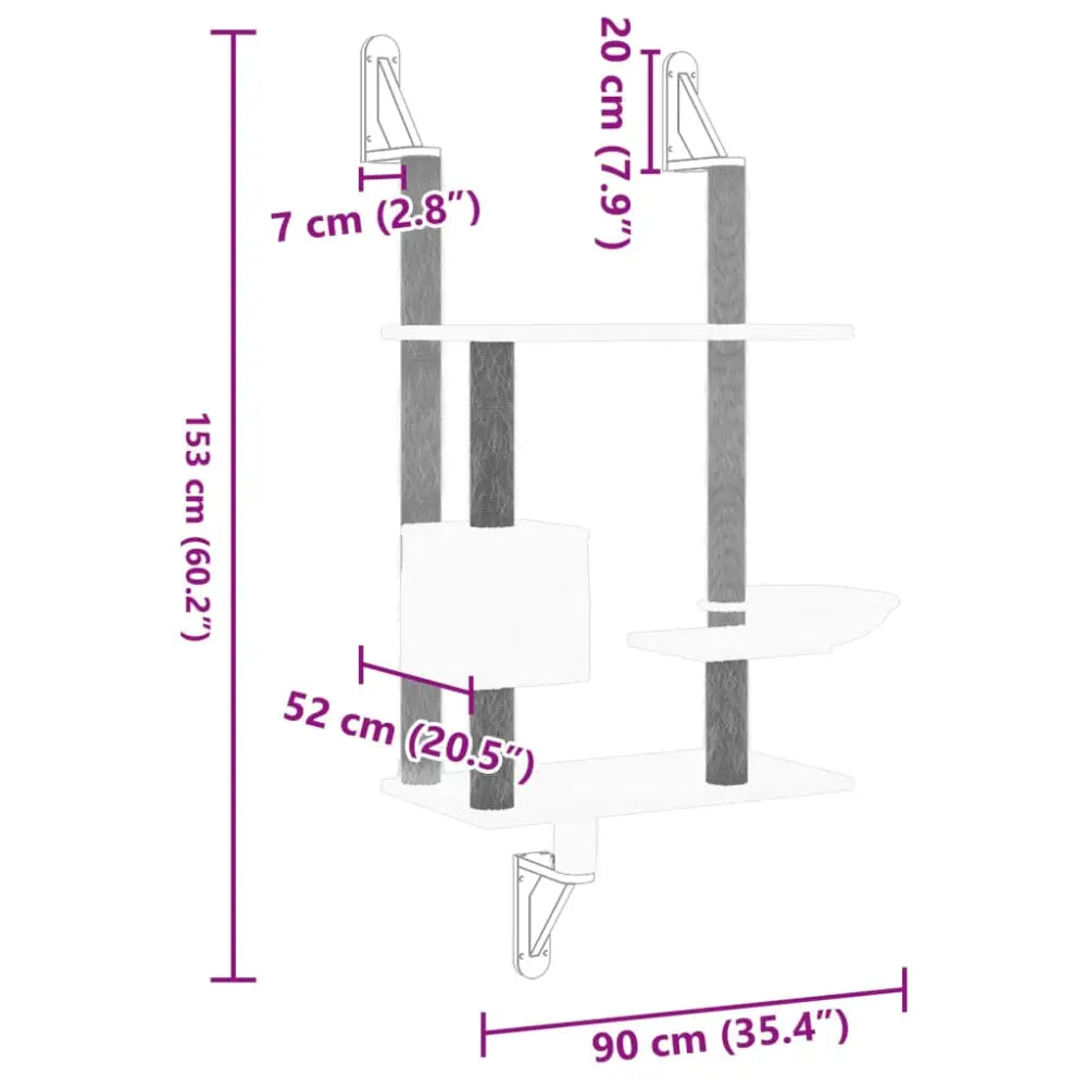 Vidaxl wall-mounted cat tree with scratching post light