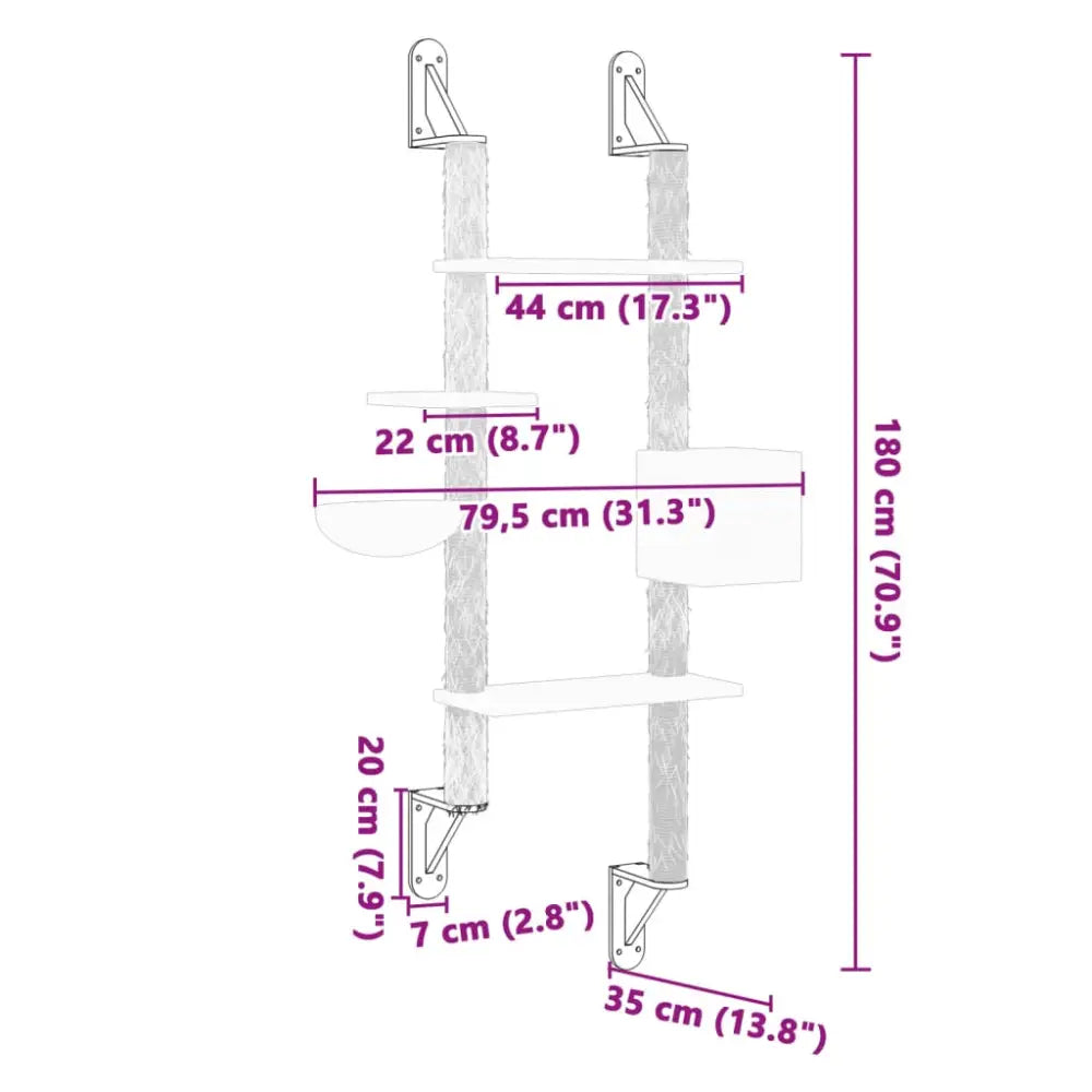 Vidaxl wall-mounted cat tree with scratching post light