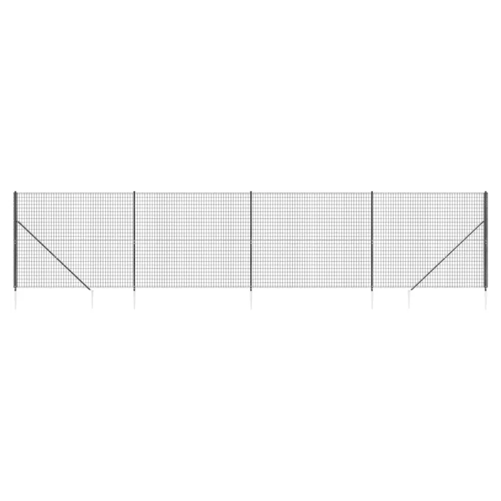 Vidaxl wire mesh fence with spike anchors anthracite 1.4x10 m Nexellus