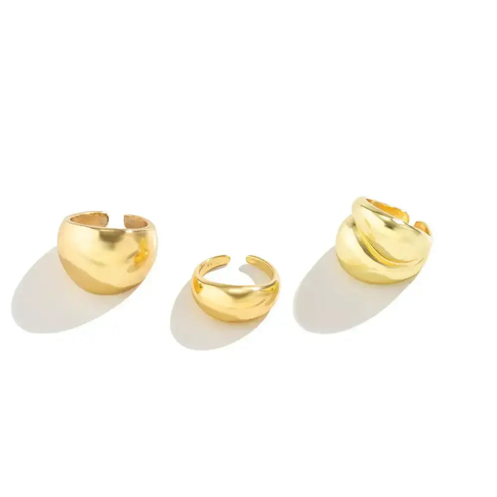 Vintage punk gold color open rings set Nexellus