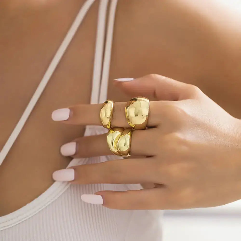 Vintage punk gold color open rings set Nexellus