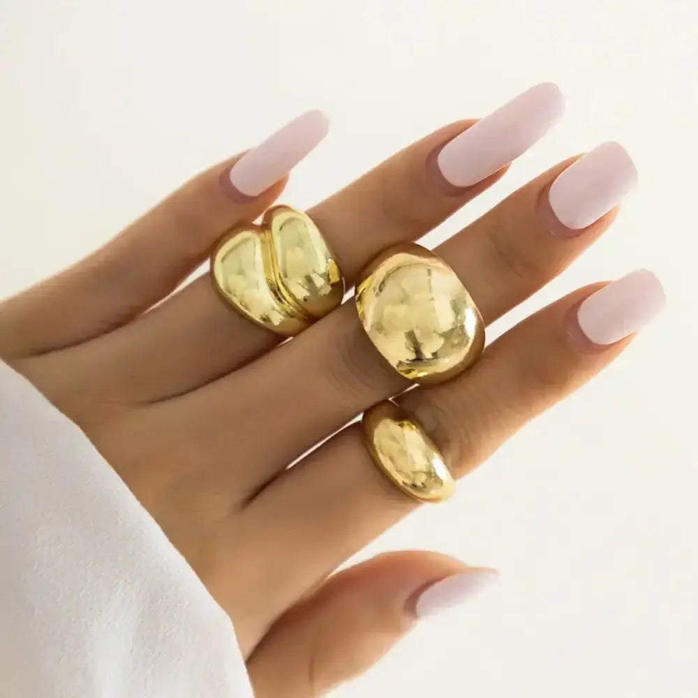 Vintage punk gold color open rings set Nexellus