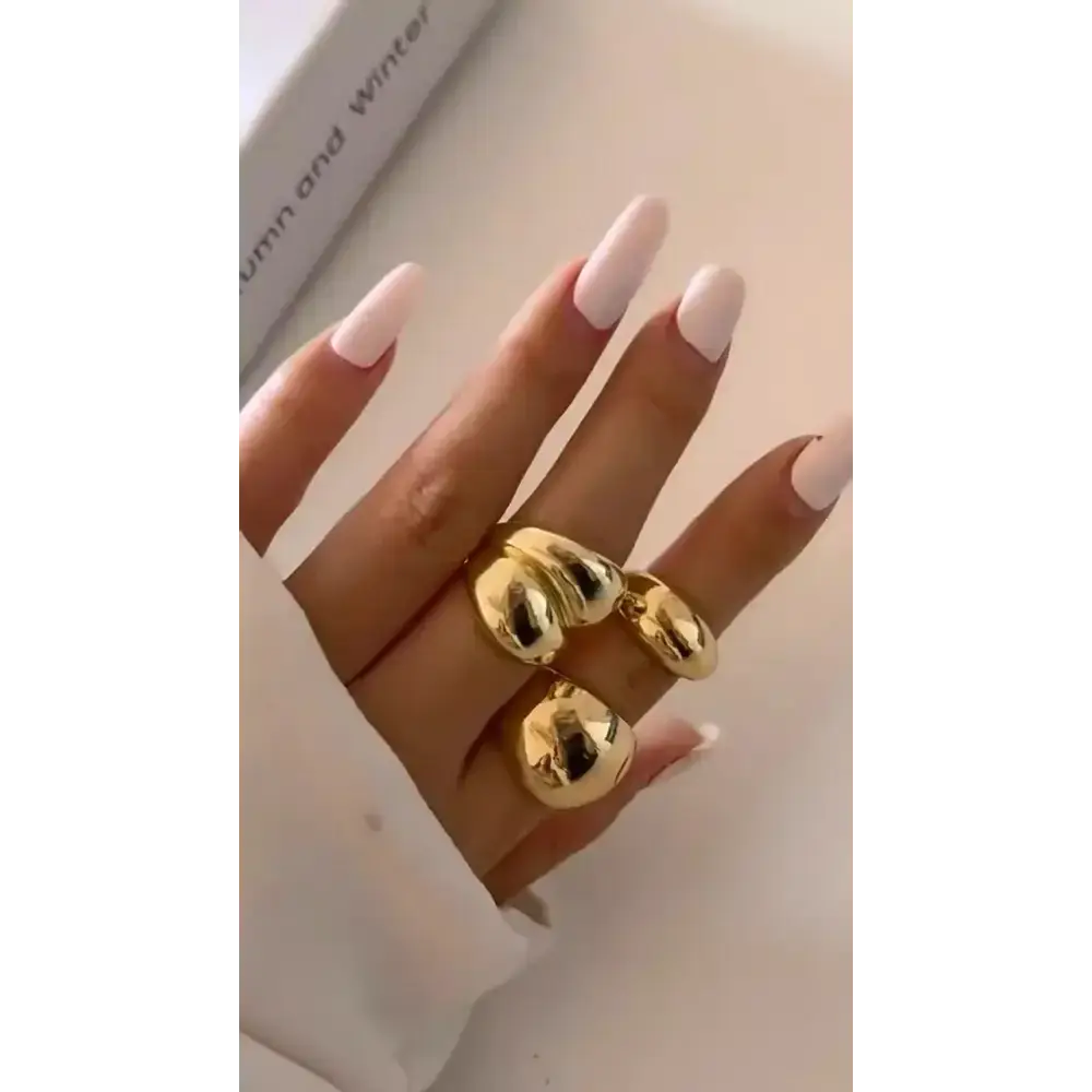 Vintage punk gold color open rings set Nexellus