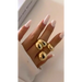 Vintage punk gold color open rings set Nexellus