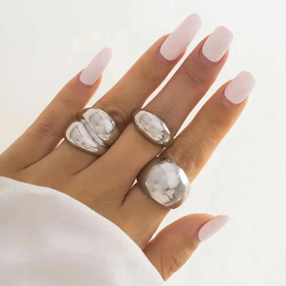 Vintage punk gold color open rings set Nexellus