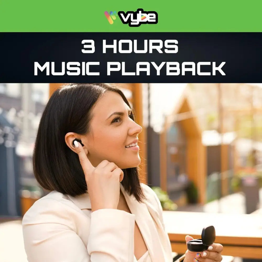 Vybe tws earbuds with 3h music playback charging case