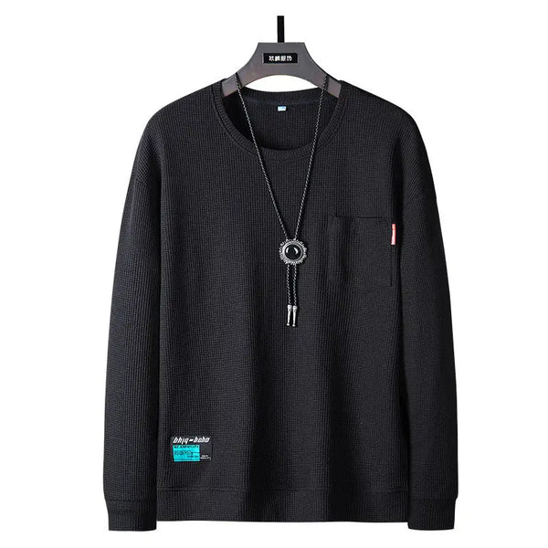 Waffle Men's Sweater Plus Size Loose Round Neck Nexellus