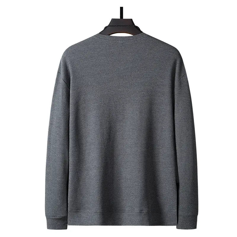 Waffle Men's Sweater Plus Size Loose Round Neck Nexellus