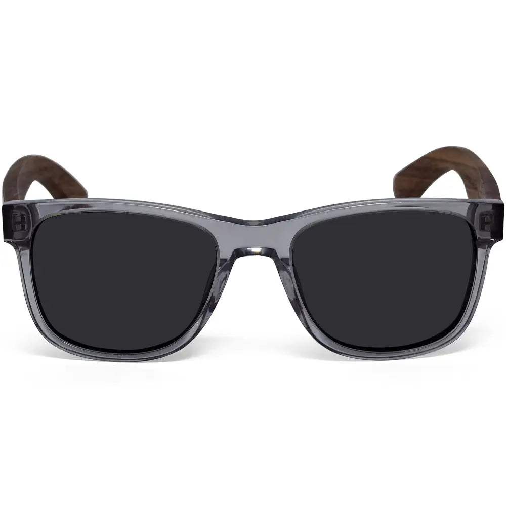 Walnut wood classic style sunglasses with semi-transparent