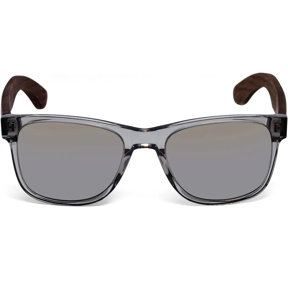 Walnut wood classic style sunglasses with semi-transparent