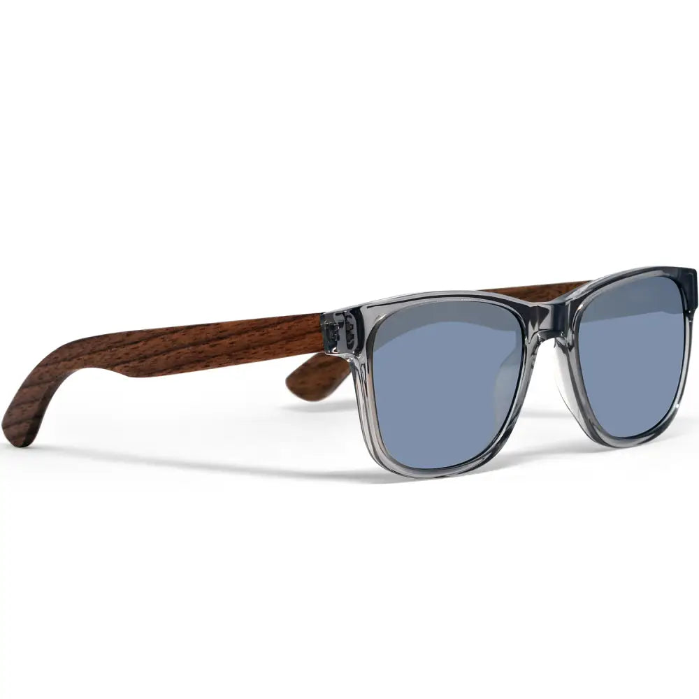 Walnut wood classic style sunglasses with semi-transparent