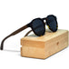 Walnut wood panto sunglasses with tortoise frame and black